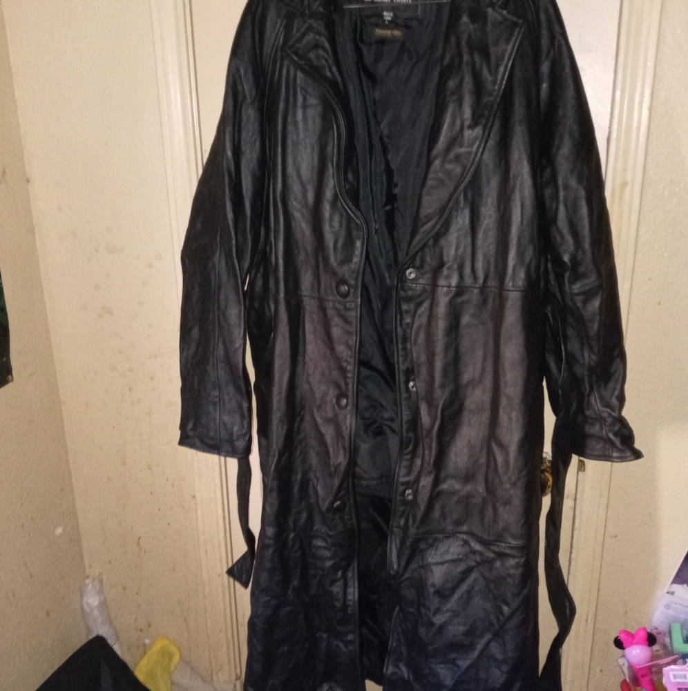 Wilson black leather trench